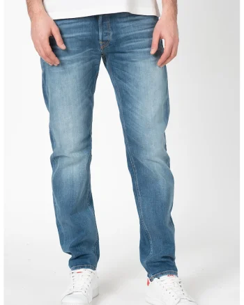 Blugi relaxed fit, cu aspect decolorat Mike, Albastru