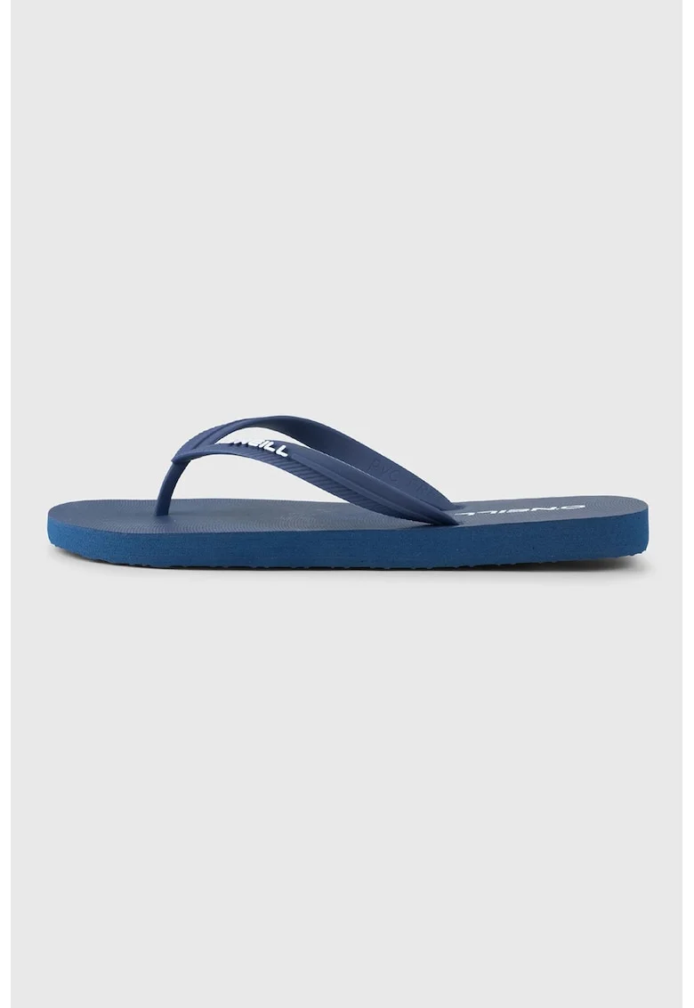 Papuci flop-flop cu detalii logo, Alb/Albastru