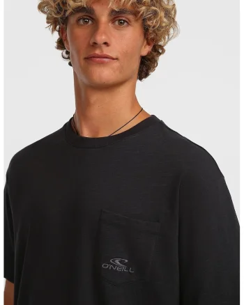 Tricou de bumbac cu buzunar pe piept Slub, Negru
