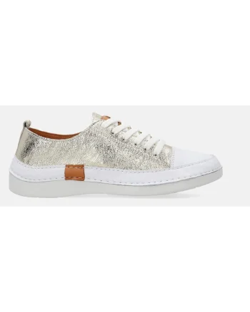 Pantofi sport din piele naturala cu aspect metalizat, Auriu