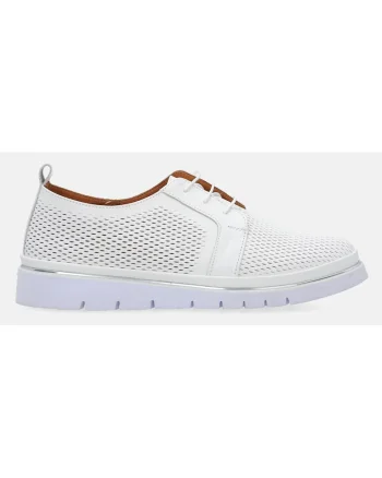 Pantofi sport din piele perforata, Alb