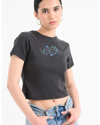 Tricou crop slim fit Essential, Albastru royal/Gri antracit/Argintiu