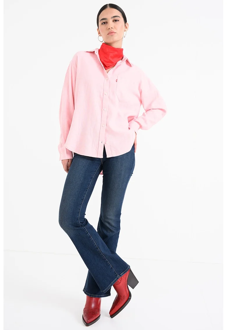 Camasa relaxed fit de bumbac Harley, Roz pastel