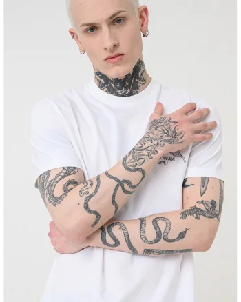 Tricou din bumbac cu imprimeu pe piept, Alb