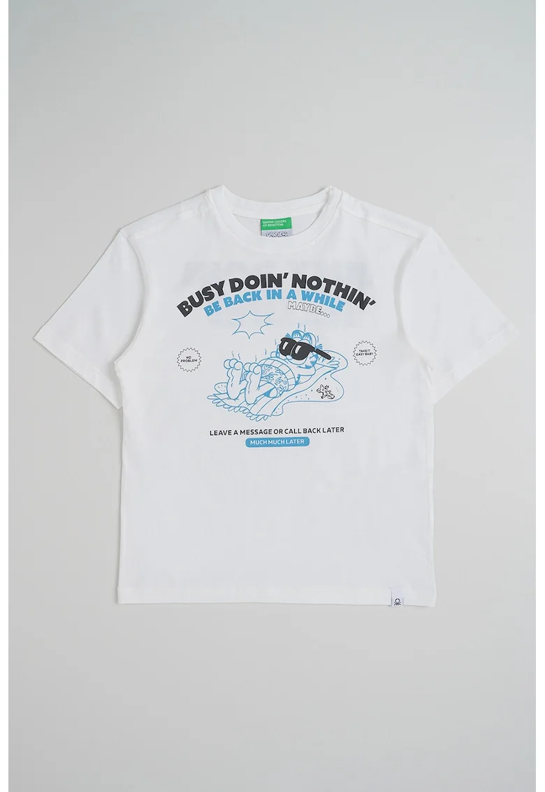 Tricou din bumbac cu imprimeu, Alb
