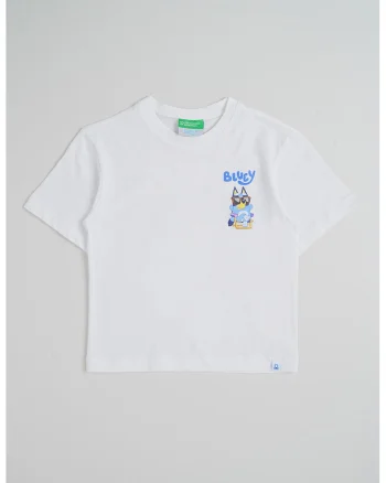 Tricou cu decolteu la baza gatului, Alb/Albastru