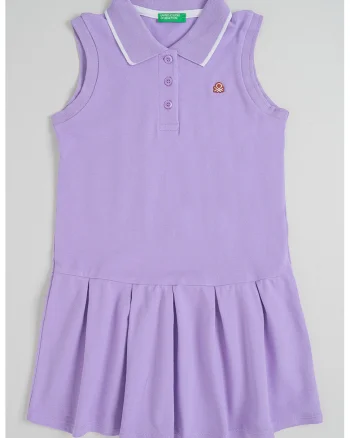 Rochie polo cu fenta cu nasturi, Lila deschis