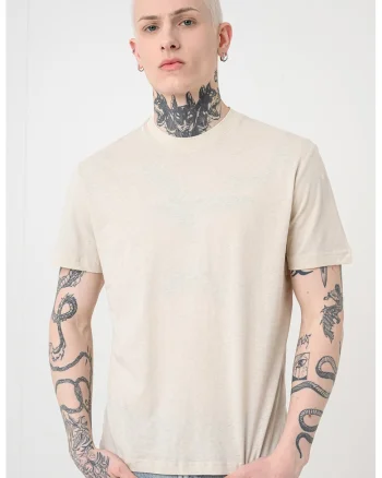 Tricou uni din in si bumbac, Grej