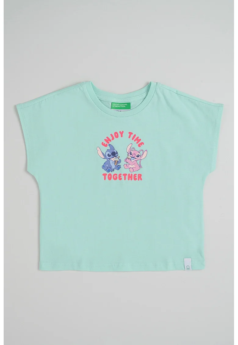 Tricou lejer cu imprimeu Stitch, Verde menta