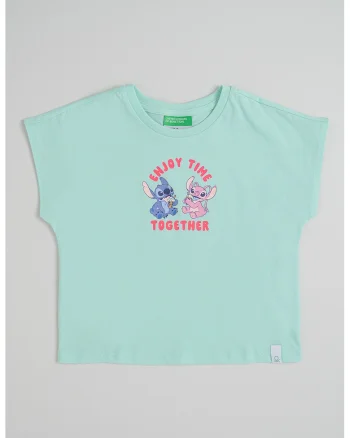 Tricou lejer cu imprimeu Stitch, Verde menta