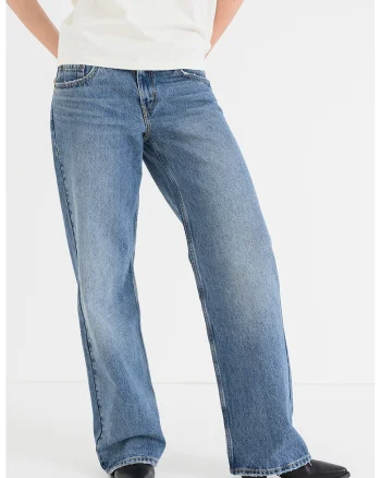 Blugi relaxed fit cu talie joasa, Albastru melange