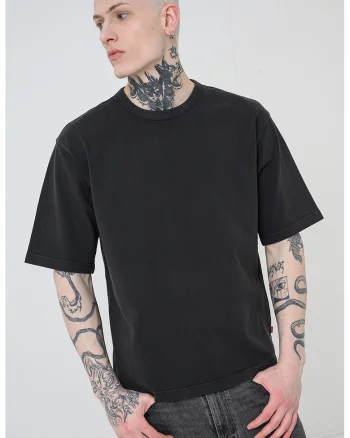 Tricou lejer cu maneci cazute, Negru stins