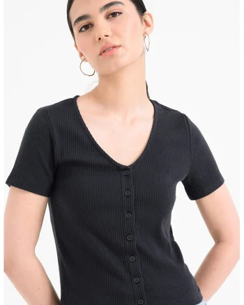 Bluza slim fit cu decolteu in V Muse, Gri antracit