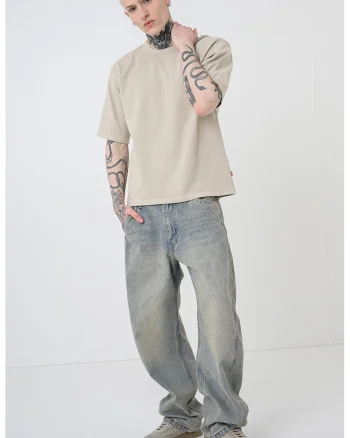 Tricou lejer cu maneci cazute, Maro camel
