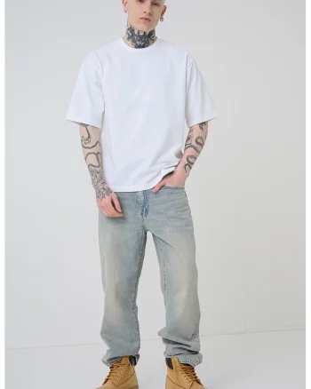 Tricou lejer cu maneci cazute, Alb