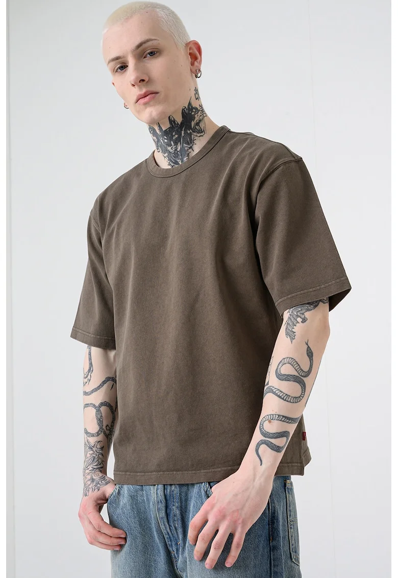Tricou lejer cu maneci cazute, Maro pamantiu