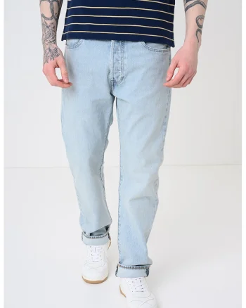 Blugi relaxed-fit cu talie medie, Albastru deschis melange/Albastru