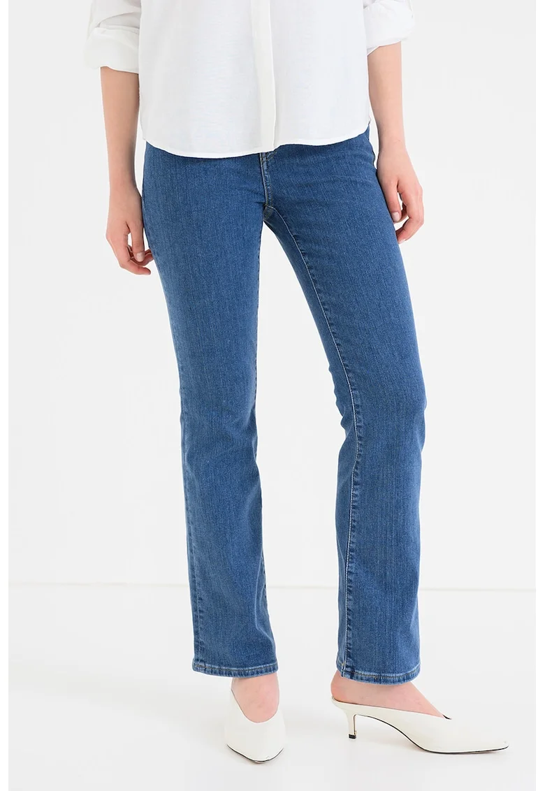 Blugi cu croiala bootcut si talie inalta, Albastru inchis/Albastru