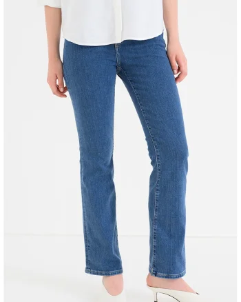 Blugi cu croiala bootcut si talie inalta, Albastru inchis/Albastru
