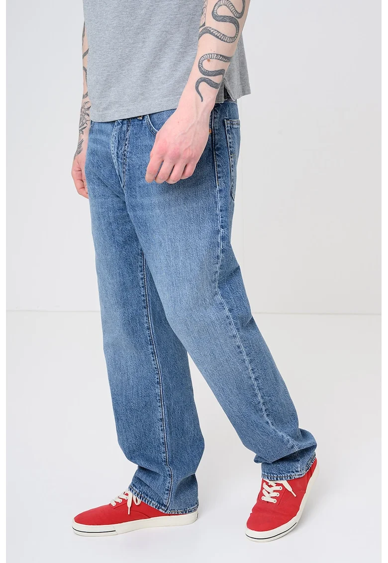 Blugi relaxed fit cu croiala dreapta 555, Albastru melange
