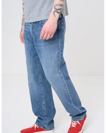 Blugi relaxed fit cu croiala dreapta 555, Albastru melange