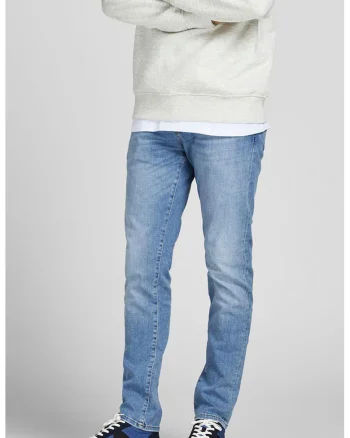 Blugi slim fit cu model uni, Albastru deschis
