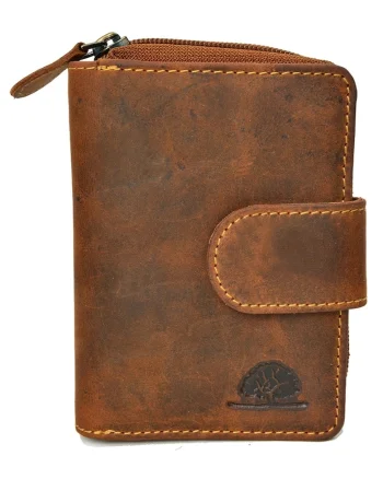 Portofel unisex piele naturala maro antichizat 9 x 12.5 x 3.5 cm, Vintage,