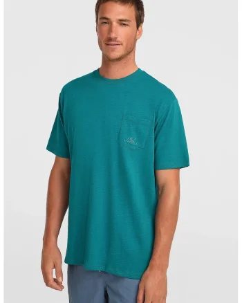 Tricou de bumbac cu buzunar pe piept Slub, Verde persan