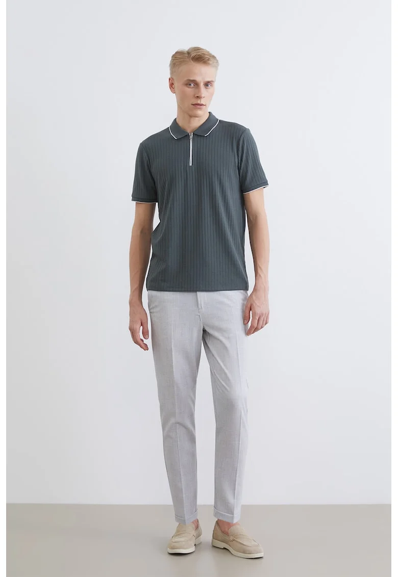 Pantaloni slim fit cu snur de ajustare, Gri deschis melange