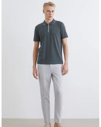 Pantaloni slim fit cu snur de ajustare, Gri deschis melange