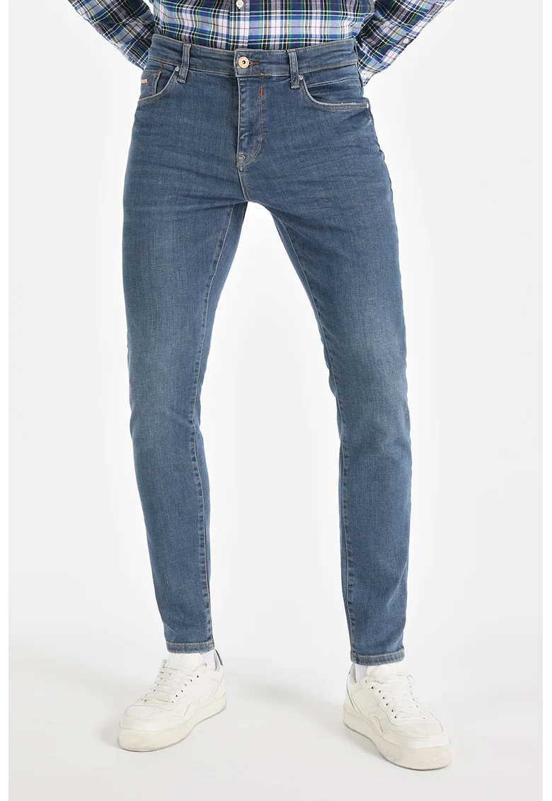 Blugi slim fit cu talie medie, Albastru prafuit
