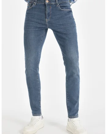 Blugi slim fit cu talie medie, Albastru prafuit