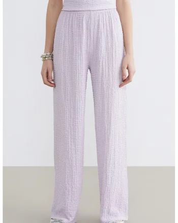 Pantaloni relaxed fit texturati, Lila