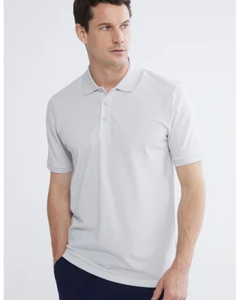 Tricou polo din material pique, Gri deschis