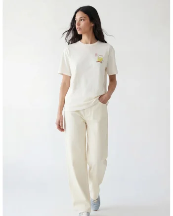 Tricou cu imprimeu grafic, Crem