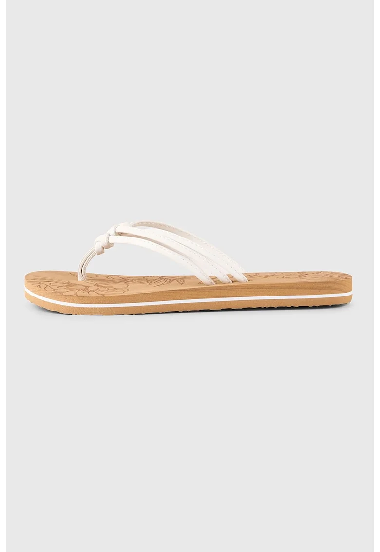 Papuci flip-flop cu detalii impletite, Alb