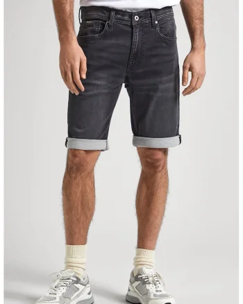 Bermude din denim cu 5 buzunare, Gri antracit
