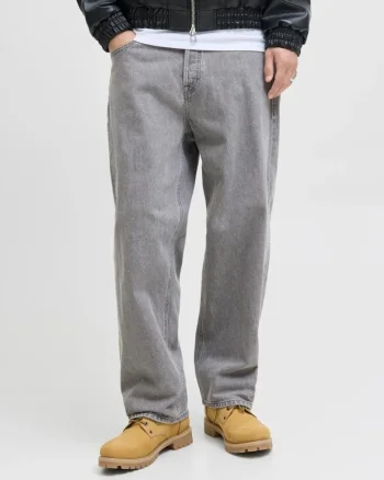 Blugi barbati ALEX, cu talie inalta si croiala Baggy fit, Gri, W30 L34