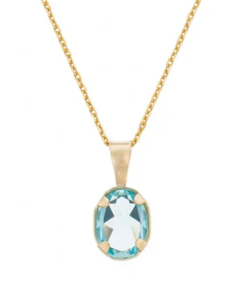 Pandantiv oval din topaz, Auriu/Albastru deschis