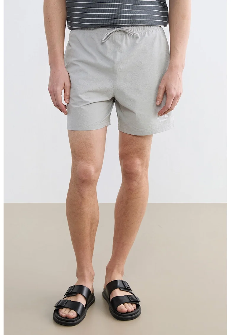 Pantaloni scurti de baie cu snur, Gri deschis