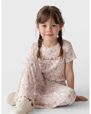 Tricou striat cu model floral, Multicolor