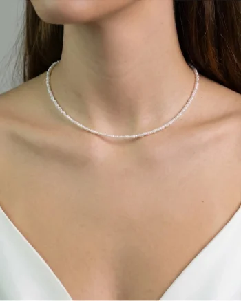 Colier cu Perle Naturale de Cultura Albe si Accesorii din Argint 925, reglabil