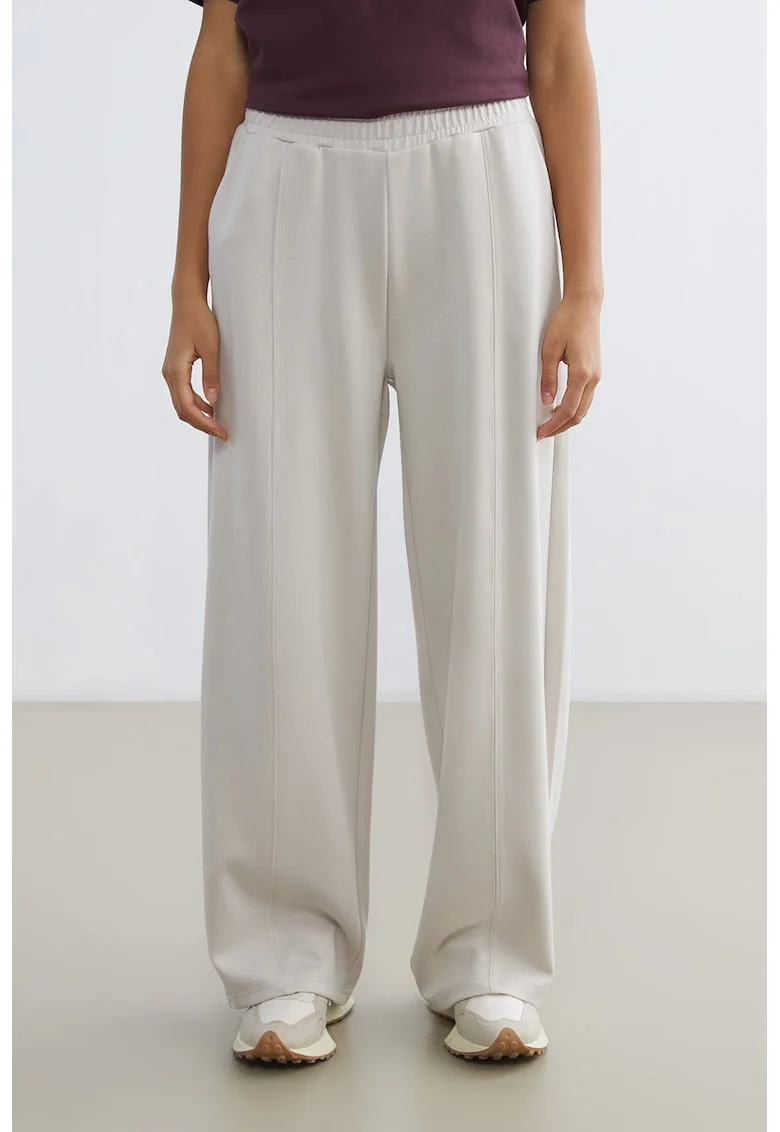 Pantaloni de trening cu croiala dreapta si banda elastica in talie, Bej deschis