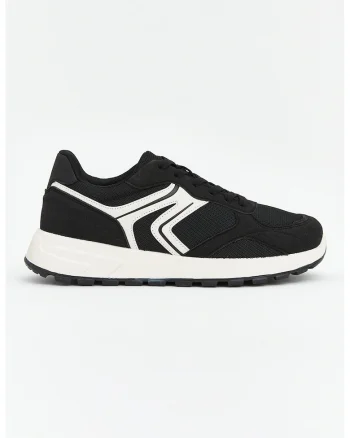 Pantofi sport cu insertii de plasa, Alb/Negru
