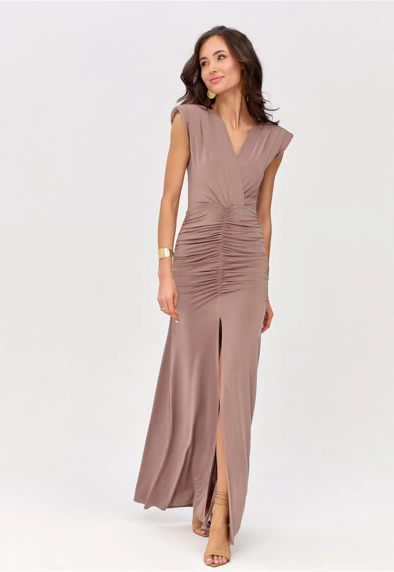 Rochie drapata cu decolteu cache-coeur Noelia