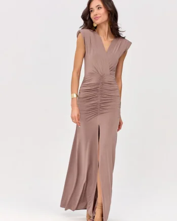 Rochie drapata cu decolteu cache-coeur Noelia