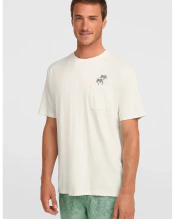 Tricou de bumbac cu buzunar pe piept, Alb