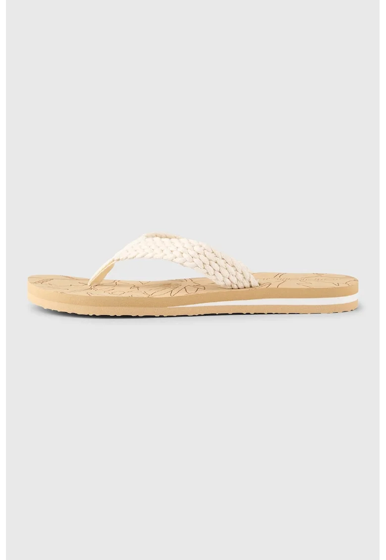Papuci fli-flop cu aspect impletit, Alb