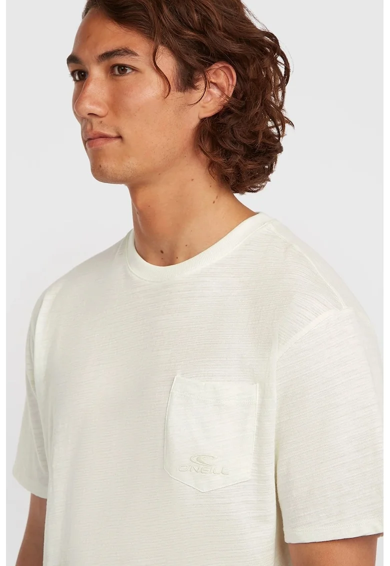 Tricou de bumbac cu buzunar pe piept Slub, Alb