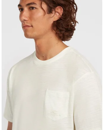 Tricou de bumbac cu buzunar pe piept Slub, Alb
